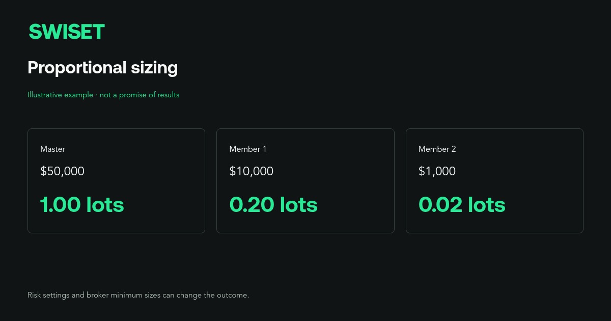 Illustrative example of proportional lot sizing copied to accounts of different balances